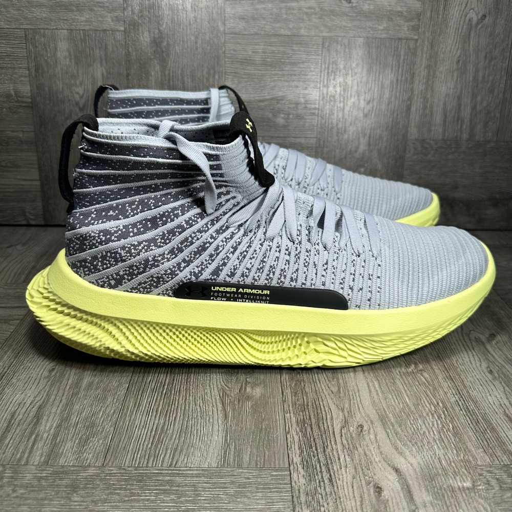 Under Armour Basketball Shoes Flow Futr X 2 Mens 14 Grey Yellow 3024977-100 NEW